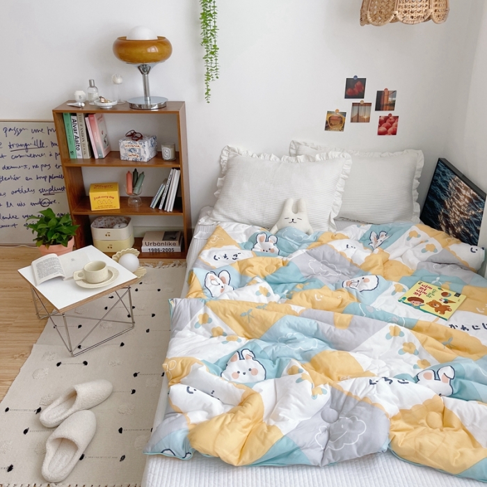 91家纺网 家纺一手货源 找家纺 星期八 2021新款大豆针织春秋被冬被兔子屋