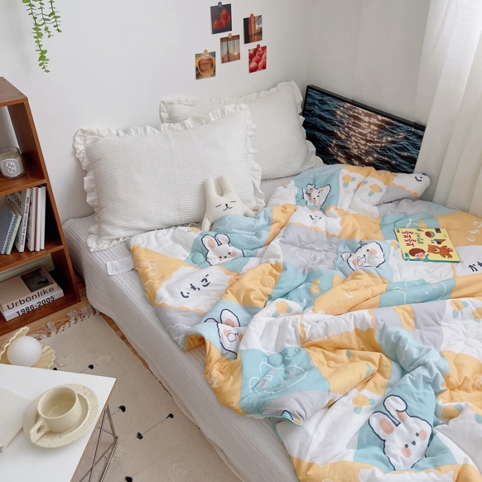 91家纺网 家纺一手货源 找家纺 星期八 2021新款大豆针织春秋被冬被兔子屋