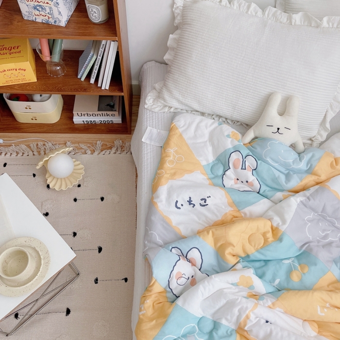 91家纺网 家纺一手货源 找家纺 星期八 2021新款大豆针织春秋被冬被兔子屋