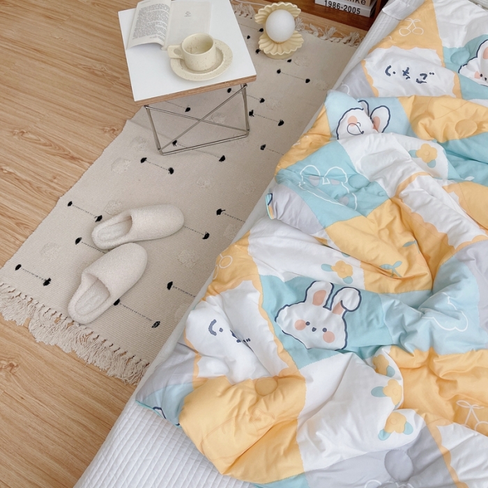 91家纺网 家纺一手货源 找家纺 星期八 2021新款大豆针织春秋被冬被兔子屋