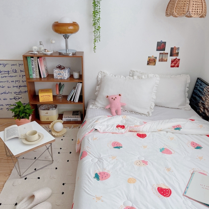 91家纺网 家纺一手货源 找家纺 星期八 2021新款大豆针织春秋被冬被小草莓