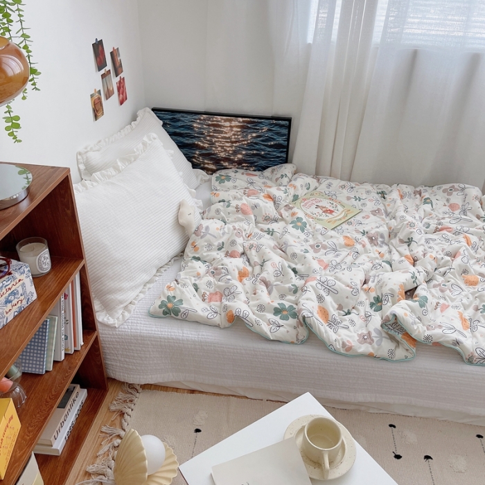 91家纺网 家纺一手货源 找家纺 星期八 2021新款大豆针织春秋被冬被小花