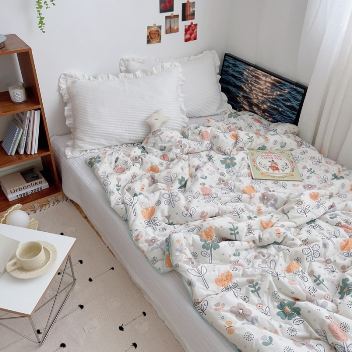 91家纺网 家纺一手货源 找家纺 星期八 2021新款大豆针织春秋被冬被小花