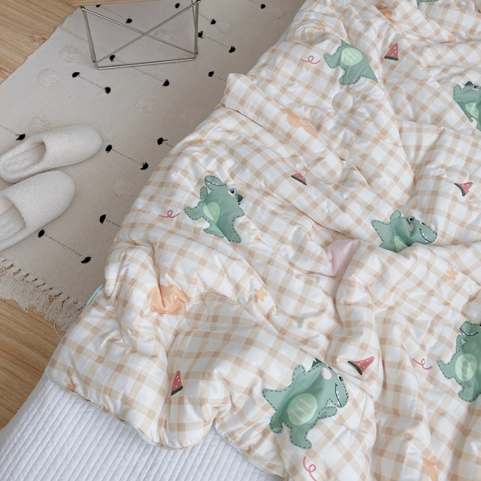 91家纺网 家纺一手货源 找家纺 星期八 2021新款大豆针织春秋被冬被小恐龙