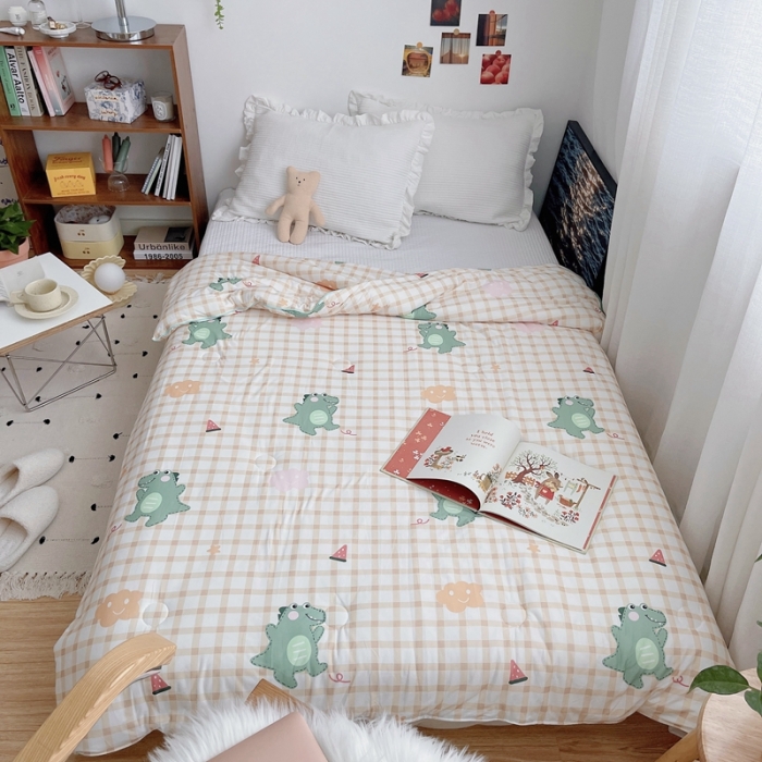 91家纺网 家纺一手货源 找家纺 星期八 2021新款大豆针织春秋被冬被小恐龙