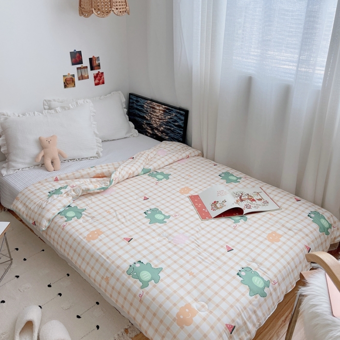 91家纺网 家纺一手货源 找家纺 星期八 2021新款大豆针织春秋被冬被小恐龙