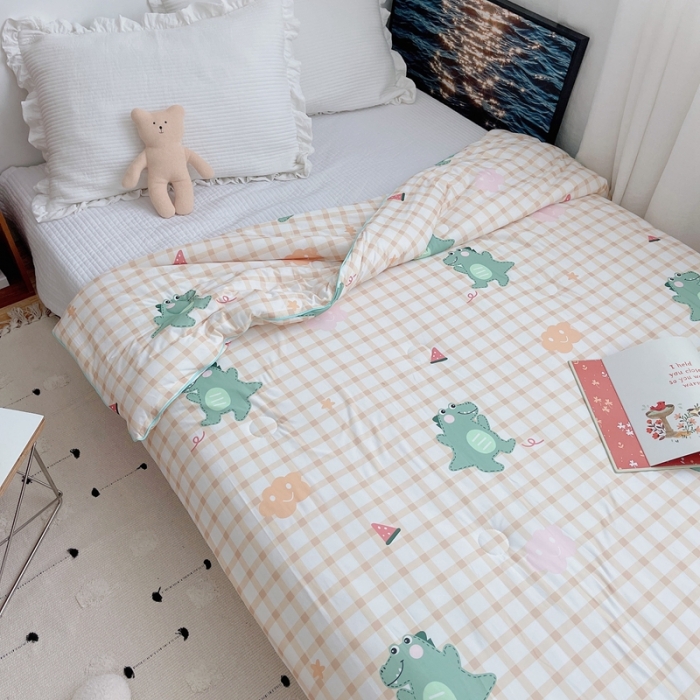 91家纺网 家纺一手货源 找家纺 星期八 2021新款大豆针织春秋被冬被小恐龙