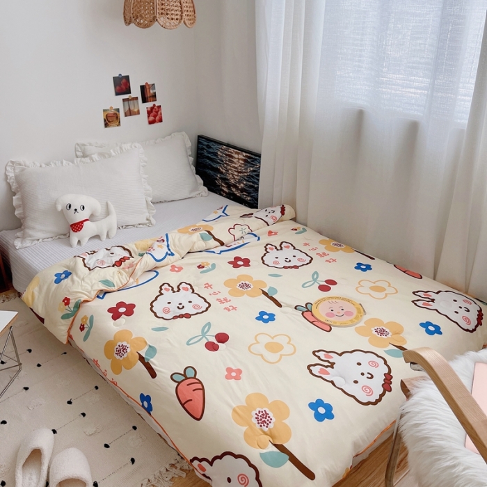 91家纺网 家纺一手货源 找家纺 星期八 2021新款大豆针织春秋被冬被小兔子