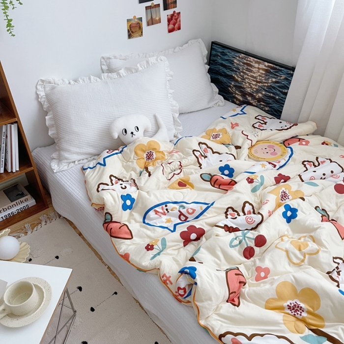 91家纺网 家纺一手货源 找家纺 星期八 2021新款大豆针织春秋被冬被小兔子