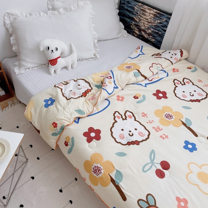 91家纺网 家纺一手货源 找家纺 星期八 2021新款大豆针织春秋被冬被小兔子