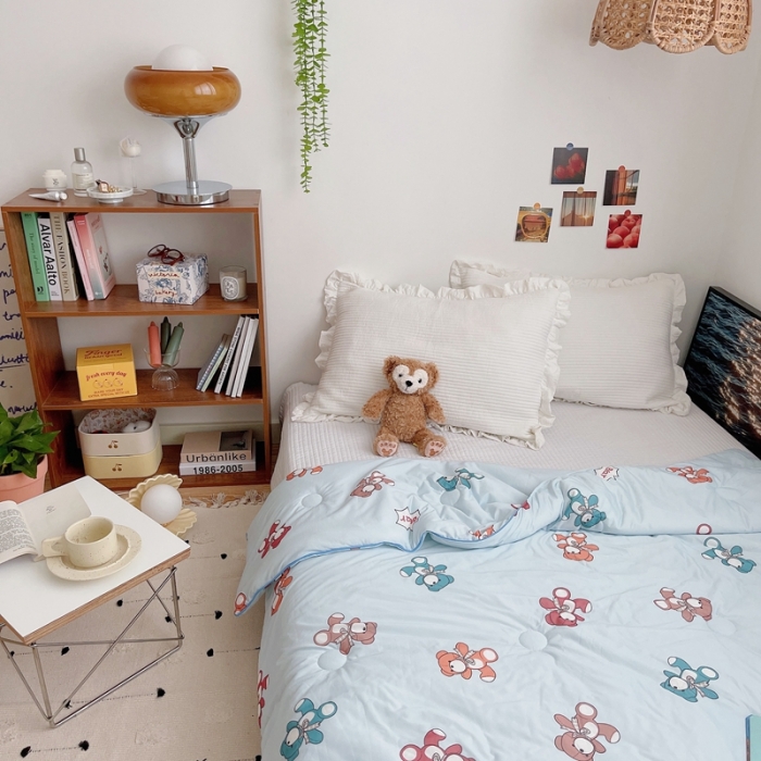 91家纺网 家纺一手货源 找家纺 星期八 2021新款大豆针织春秋被冬被小熊蓝