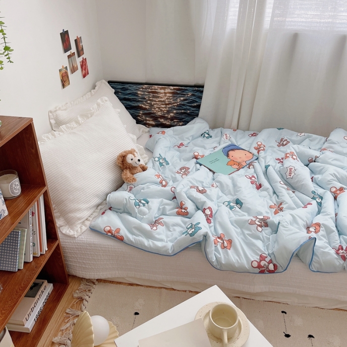 91家纺网 家纺一手货源 找家纺 星期八 2021新款大豆针织春秋被冬被小熊蓝