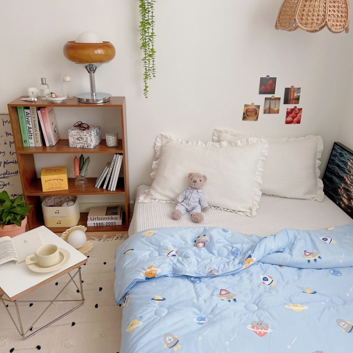 91家纺网 家纺一手货源 找家纺 星期八 2021新款大豆针织春秋被冬被星球蓝