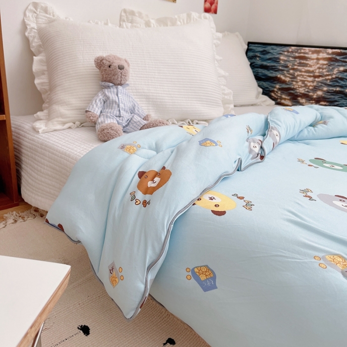 91家纺网 家纺一手货源 找家纺 星期八 2021新款大豆针织春秋被冬被熊宝宝