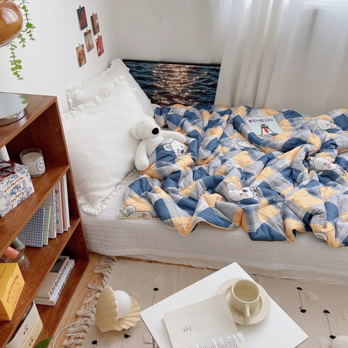 91家纺网 家纺一手货源 找家纺 星期八 2021新款大豆针织春秋被冬被英伦熊