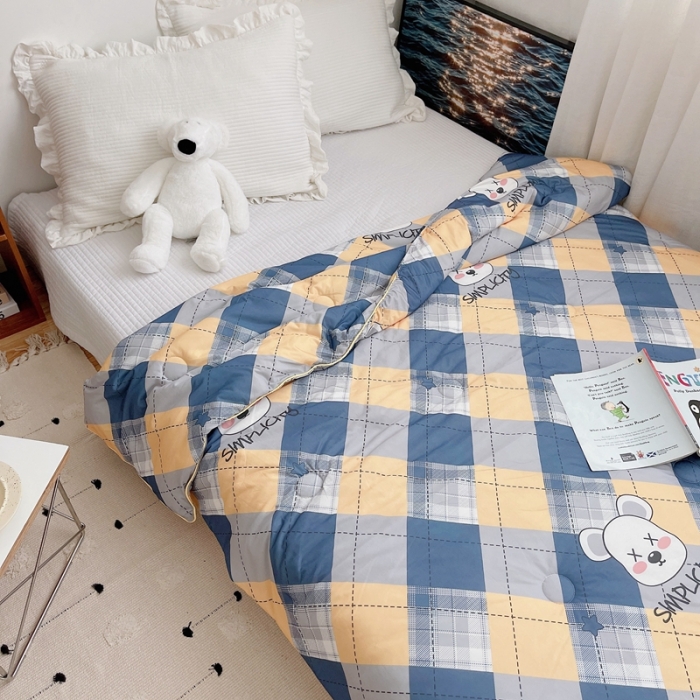 91家纺网 家纺一手货源 找家纺 星期八 2021新款大豆针织春秋被冬被英伦熊