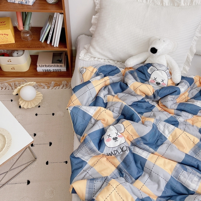 91家纺网 家纺一手货源 找家纺 星期八 2021新款大豆针织春秋被冬被英伦熊