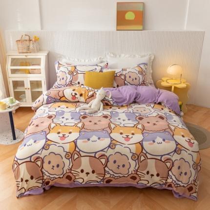 91家纺网 家纺一手货源 找家纺 （总）梦家居 2021新品牛奶绒印花四件套