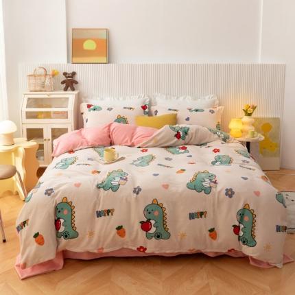 91家纺网 家纺一手货源 找家纺 （总）梦家居 2021新品牛奶绒印花四件套