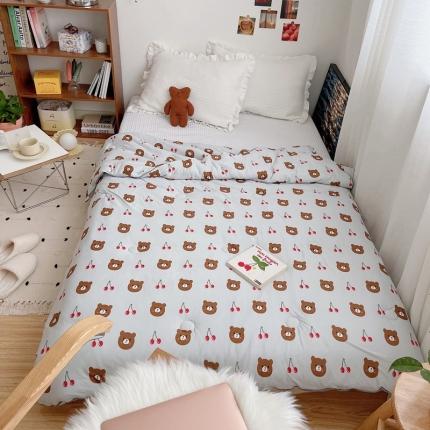 星期八 2021新款大豆针织春秋被冬被樱桃熊浅蓝