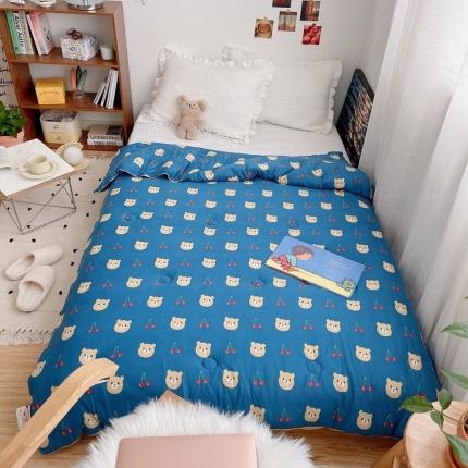 星期八 2021新款大豆针织春秋被冬被樱桃熊深蓝