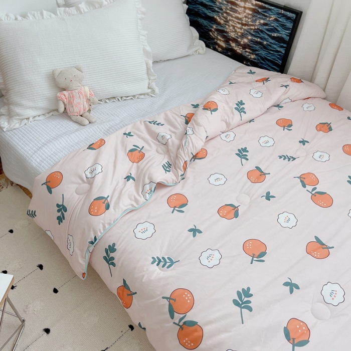 91家纺网 家纺一手货源 找家纺 星期八 2021新款大豆针织春秋被冬被小橘子