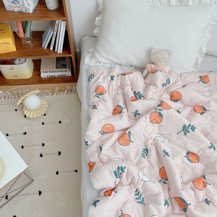 91家纺网 家纺一手货源 找家纺 星期八 2021新款大豆针织春秋被冬被小橘子