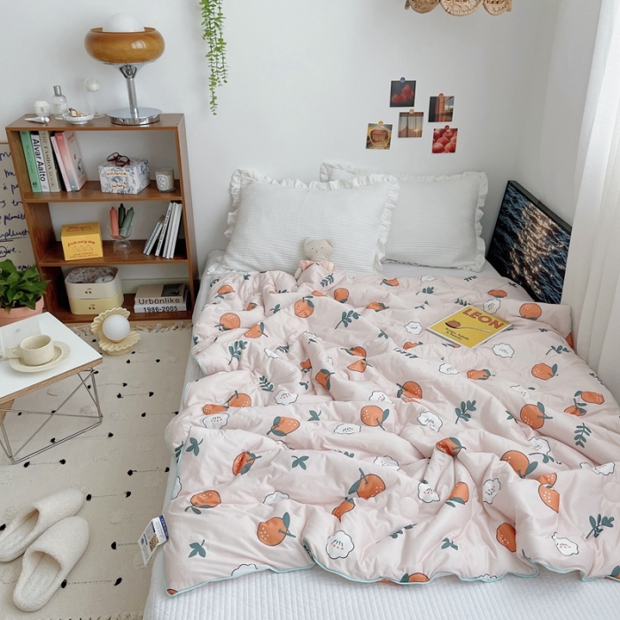 91家纺网 家纺一手货源 找家纺 星期八 2021新款大豆针织春秋被冬被小橘子