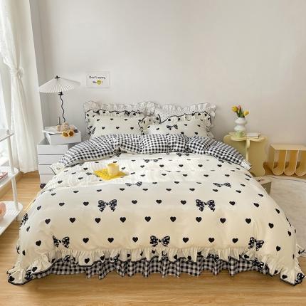 91家纺网 家纺一手货源 找家纺 （总）婳庭家居 2021新款ins风黑白简约风系列四件套