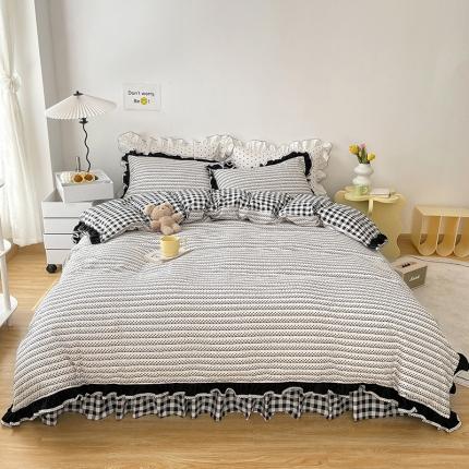 91家纺网 家纺一手货源 找家纺 （总）婳庭家居 2021新款ins风黑白简约风系列四件套