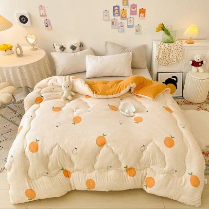 寐居 2021水洗棉印花冬被 橘子很萌