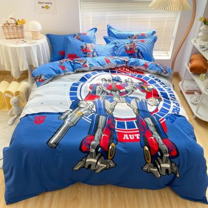 91家纺网 家纺一手货源 找家纺 金爱家 2021新款13372大版全棉卡通四件套钢铁战士