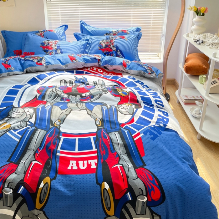 91家纺网 家纺一手货源 找家纺 金爱家 2021新款13372大版全棉卡通四件套钢铁战士