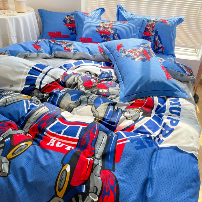 91家纺网 家纺一手货源 找家纺 金爱家 2021新款13372大版全棉卡通四件套钢铁战士