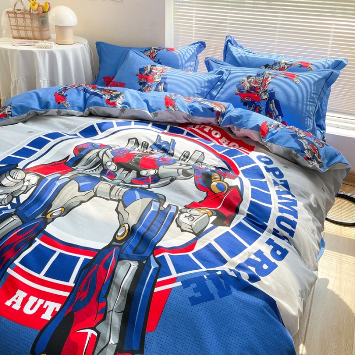 91家纺网 家纺一手货源 找家纺 金爱家 2021新款13372大版全棉卡通四件套钢铁战士