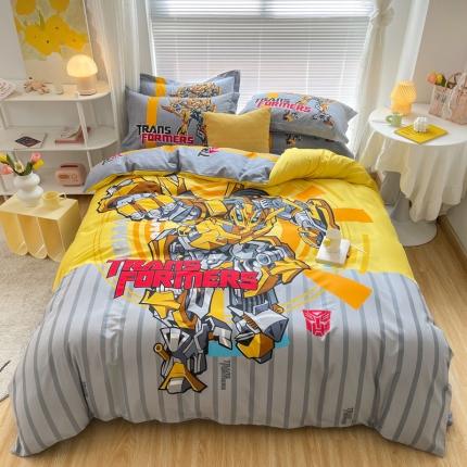 金爱家 2021新款13372大版全棉卡通四件套变形大黄蜂