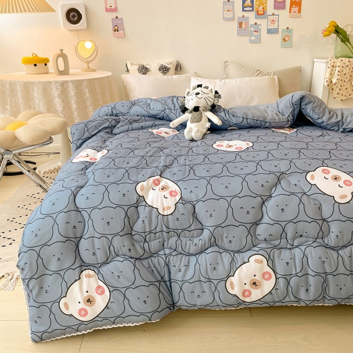 91家纺网 家纺一手货源 找家纺 寐居 2021水洗棉印花冬被 熊宝宝