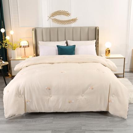 91家纺网 家纺一手货源 找家纺 2022新款生姜暖绒大豆被冬被 米黄