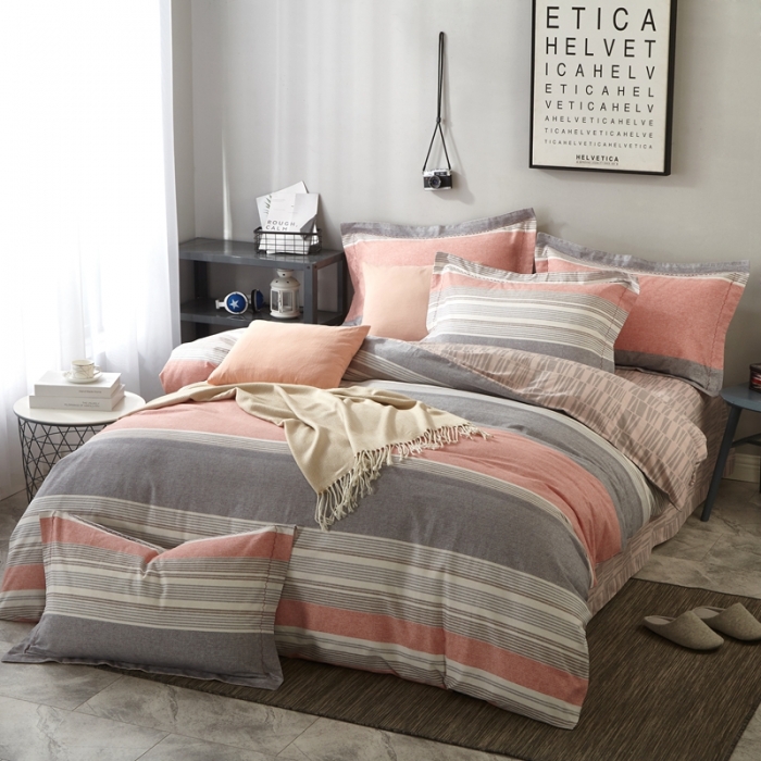 91家纺网 家纺一手货源 找家纺 威克凯丽 2023新款全棉活性生态磨毛四件套艾布纳-红