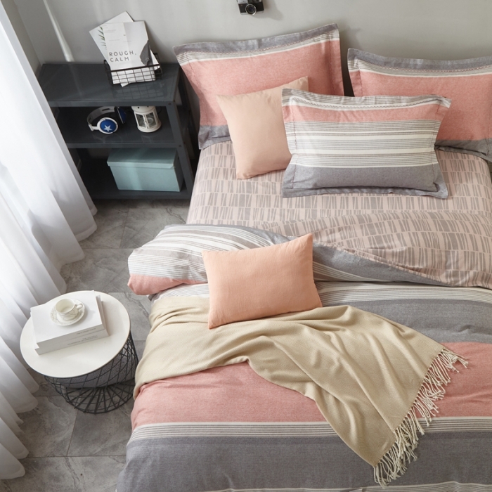 91家纺网 家纺一手货源 找家纺 威克凯丽 2023新款全棉活性生态磨毛四件套艾布纳-红