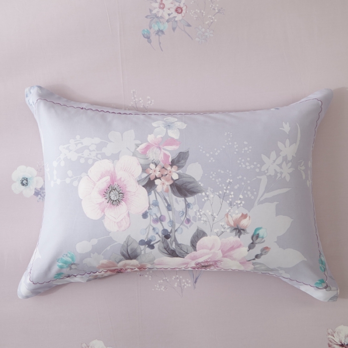 91家纺网 家纺一手货源 找家纺 威克凯丽 2023新款全棉活性生态磨毛四件套叶语瑶香（浅灰）