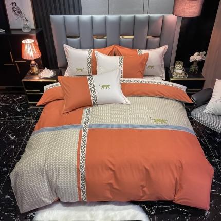 91家纺网 家纺一手货源 找家纺 （总）金爱家 2021新款大版磨毛条格简约四件套