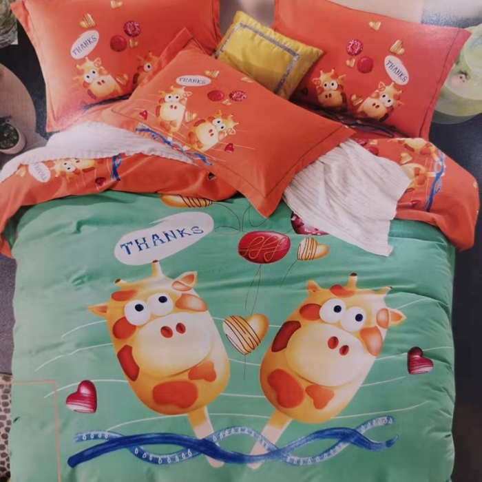 91家纺网 家纺一手货源 找家纺 威克凯丽 2023新款全棉活性生态磨毛四件套缤纷一刻