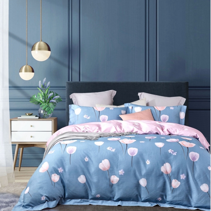 91家纺网 家纺一手货源 找家纺 威克凯丽 2023新款全棉活性生态磨毛四件套馨梦