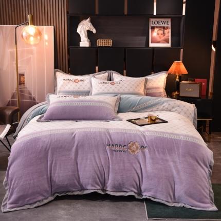 （总）欧冠 2021新款丁香花暖绒刺绣四件套