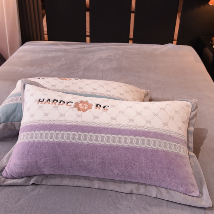 91家纺网 家纺一手货源 找家纺 欧冠 2021新款丁香花暖绒刺绣四件套 栀子花-永恒丁香紫