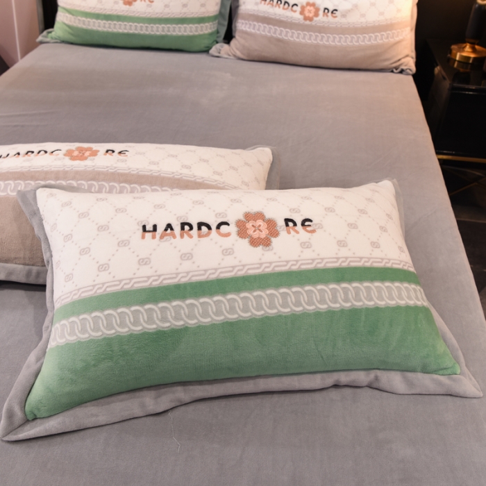 91家纺网 家纺一手货源 找家纺 欧冠 2021新款丁香花暖绒刺绣四件套 栀子花-永恒翡翠绿