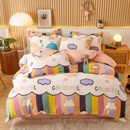 91家纺网 家纺一手货源 找家纺 （总）兄弟坊 2021简约款牛奶绒印花四件套