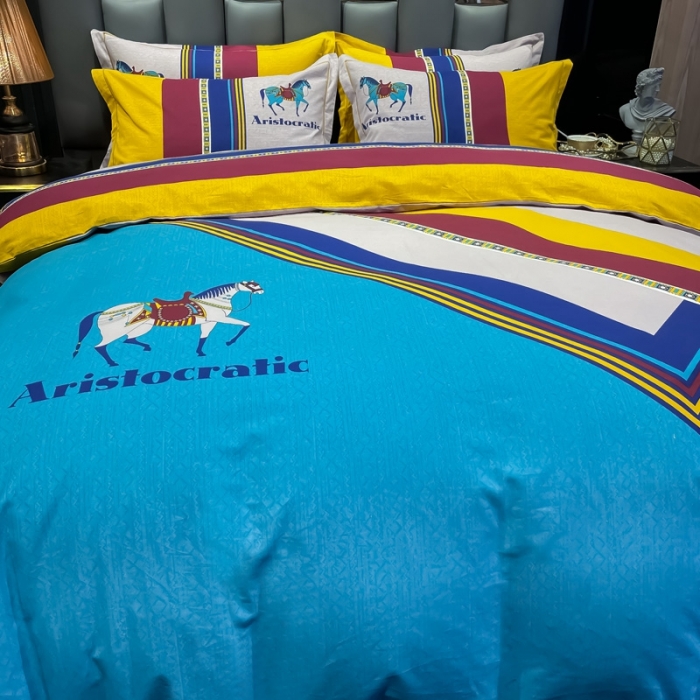 91家纺网 家纺一手货源 找家纺 金爱家 2021新款大版磨毛条格简约四件套纳斯