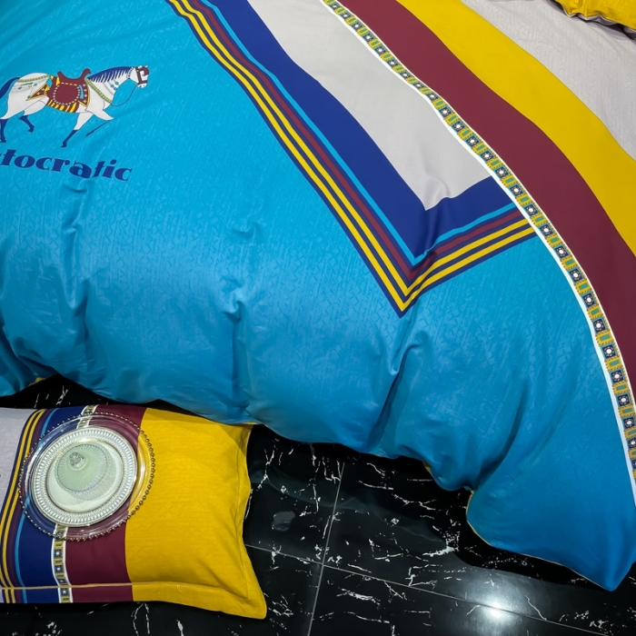 91家纺网 家纺一手货源 找家纺 金爱家 2021新款大版磨毛条格简约四件套纳斯